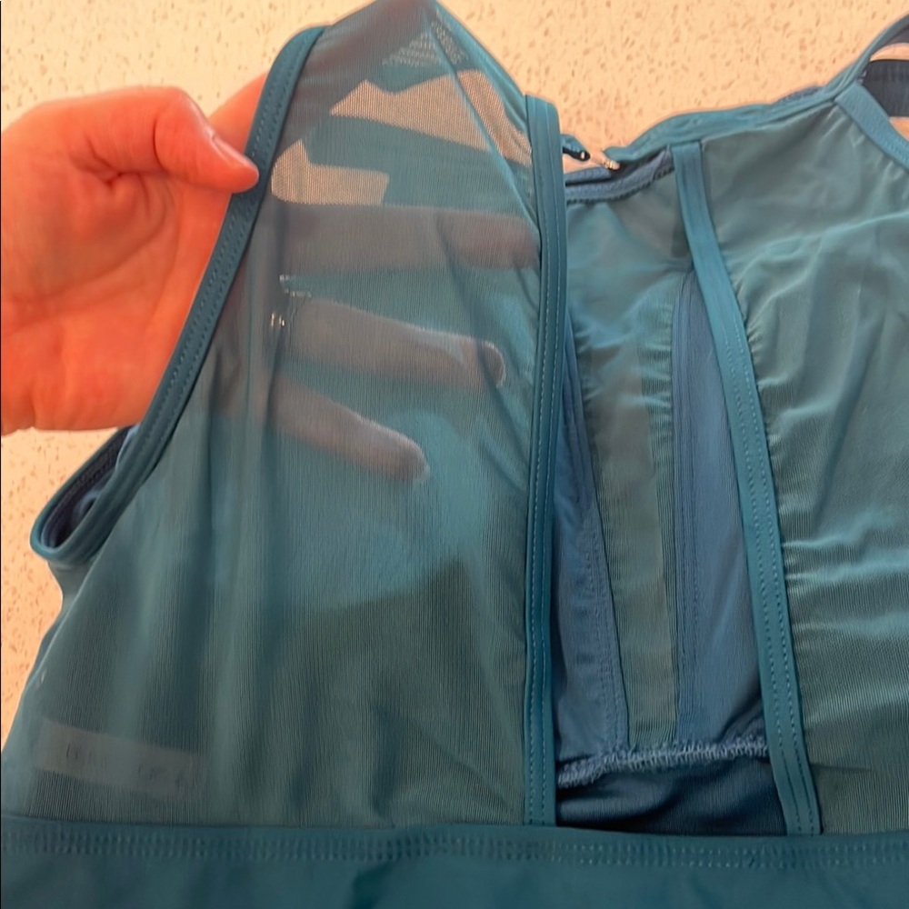 Tempt Me Teal One-Piece Swimsuit With Sheer Back Size 18W NWT - Picture 9 of 11